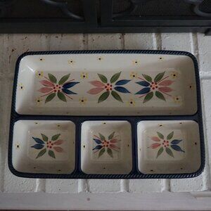 Temp-Tations By Tara Ceramic Stoneware Old World Party Platter Divided Tray